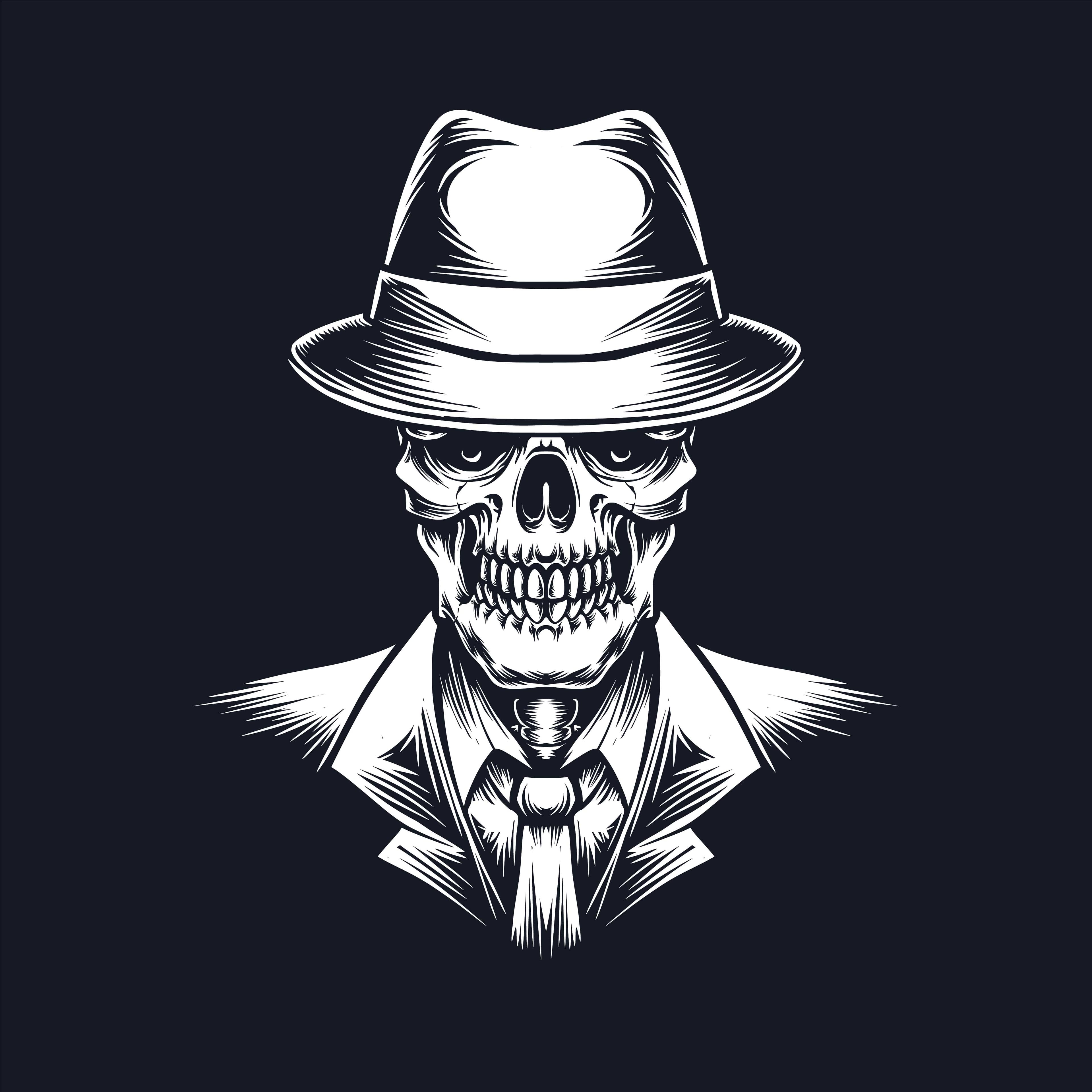 image of a skelleton gentlemen gangster